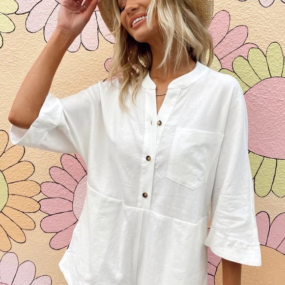 NWOT Show Me Your Mumu Horton White Linen Romper XXL ! - Picture 3 of 4